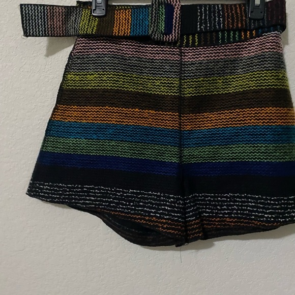 N/Nicholas Textured Horizontal Multicolor Striped Knit Belted Retro Shorts Sz 4 - Picture 7 of 13